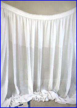 1 Rare Antique Tulle Handmade Curtain Victorian Vintage White Sheer Tussore Wide