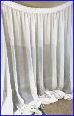 1 Rare Antique Tulle Handmade Curtain Victorian Vintage White Sheer Tussore Wide