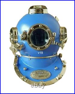 18 Inches Blue Rare Antique Diving Divers Helmet Mark V Vintage Navy US Deep sea