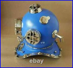 18 Inches Blue Rare Antique Diving Divers Helmet Mark V Vintage Navy US Deep sea