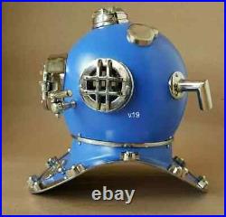 18 Inches Blue Rare Antique Diving Divers Helmet Mark V Vintage Navy US Deep sea