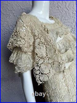 1910 Vintage Antique Lace Hand Made Wedding Dress Gown all lace RARE