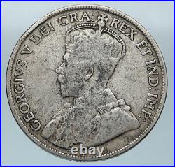 1916 CANADA UK King George V Vintage RARE Antique SILVER 50 CENTS Coin i85194