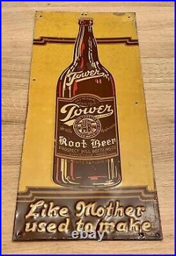 1920's Vintage / Antique Tower Root Beer Sign Very Rare