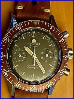 1960s Wittnauer Genève Vintage Rare Chronograph Reference 7004A Solid Stainless