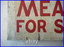 2-Sided Antique Vintage Freezer Meats hand painted Butcher Sign RARE 16x24 1/2