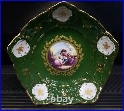 2 Very Unique Antique RARE Collectible Green With Gold Vintage Plates Limoges
