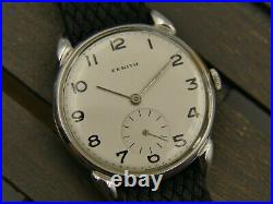 40's vintage watch mens ZENITH fixed fancy crab lugs cal 12-4-P RARE 35mm