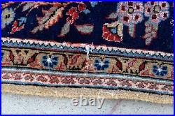 4x3 Rare Antique Blue Handmade Rug Vintage Floral Hand Knotted Handwoven Tribal