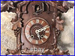 8day RARE Large 21 Inch Antique Germany Black Forest KEY WOUND WALL Cuckoo Clock
