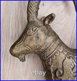 A Rare Antique Vintage 110 Years Old Copper Brazz Gazelle Statue Handmade Plaid