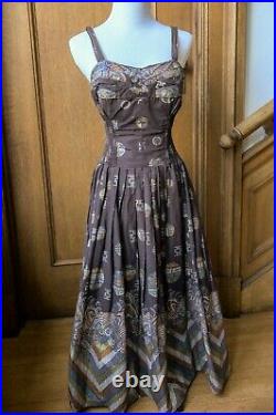 ASIAN PRINT Rare 1950s 50s Vintage 1960s 60s Alfred SHAHEEN Dress Sundress M
