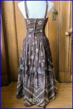 ASIAN PRINT Rare 1950s 50s Vintage 1960s 60s Alfred SHAHEEN Dress Sundress M