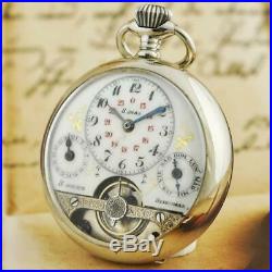 All Original Hebdomas 8 Jours Rare Calendar Dial Day Date 1910' Pocket Watch