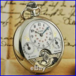 All Original Hebdomas 8 Jours Rare Calendar Dial Day Date 1910' Pocket Watch