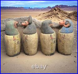 Ancient Antiquities Canopic jars (sons of Horus) jars for mummification Rare BC