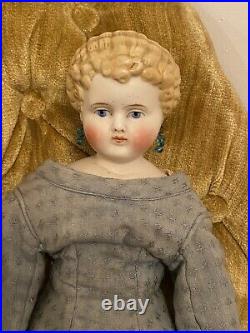 Antique 13 German Parian China Doll W Rare Fancy Hair & Amazing Original Dress