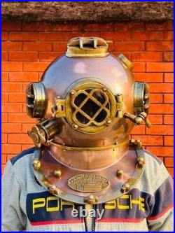 Antique 18 Inch Us Navy Diving Helmet Mark V Deep Sea Divers Helmet Vintage Rare