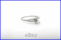 Antique 1930s $6000 ART DECO 1ct Emerald Cut Diamond Platinum Wedding Ring RARE