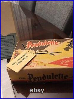 Antique 1937 Lux Rare White/Red Bobbing Bird Pendulette Cuckoo Clock Box Papers