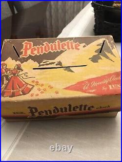 Antique 1937 Lux Rare White/Red Bobbing Bird Pendulette Cuckoo Clock Box Papers