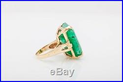 Antique 1940s RETRO $15,000 32ct Colombian Emerald 14k Yellow Gold Ring RARE