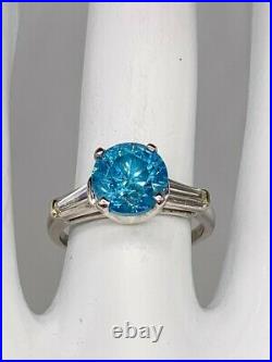Antique $25,000 4ct Blue Round Diamond Platinum Wedding Ring HPHT RARE