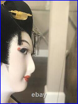 Antique 26 Geisha Doll Kimono Japan Asian Large Glass Box 32 Vintage Rare