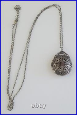 Antique Bohemian Amulet Medallion Vintage HTF Rare Solid 10k White Gold
