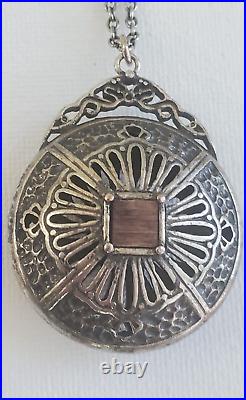 Antique Bohemian Amulet Medallion Vintage HTF Rare Solid 10k White Gold