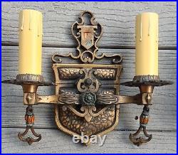 Antique Brass Sconces Light Fixtures French Renaissance Revival Art Nouveau Rare