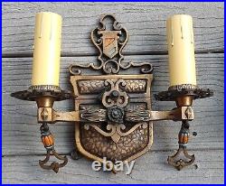 Antique Brass Sconces Light Fixtures French Renaissance Revival Art Nouveau Rare