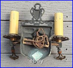 Antique Brass Sconces Light Fixtures French Renaissance Revival Art Nouveau Rare