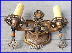 Antique Brass Sconces Light Fixtures French Renaissance Revival Art Nouveau Rare