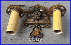 Antique Brass Sconces Light Fixtures French Renaissance Revival Art Nouveau Rare