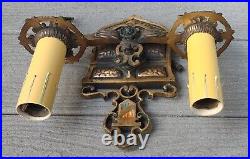 Antique Brass Sconces Light Fixtures French Renaissance Revival Art Nouveau Rare