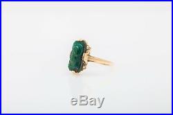 Antique Edwardian 1900s BLOODSTONE CAMEO 10k Yellow Gold Ring RARE