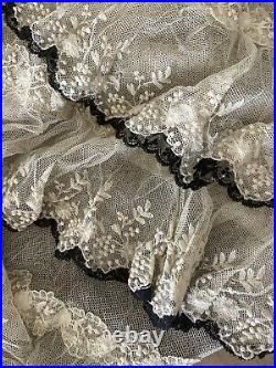 Antique Edwarian 1900s 1905 Tiered Lace Tulle Evening Gown Sheer Boning RARE