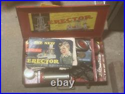 Antique Erector Set Rare! Working Motor! Metal Vtg Box instructions + Complete