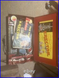 Antique Erector Set Rare! Working Motor! Metal Vtg Box instructions + Complete