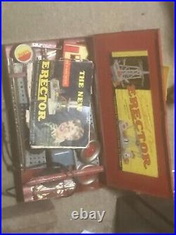 Antique Erector Set Rare! Working Motor! Metal Vtg Box instructions + Complete