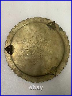 Antique Platter Dish Salad King with Lid Brass Vintage Rare Collectible