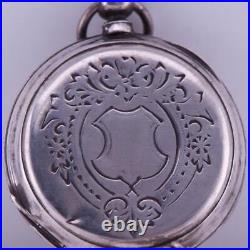 Antique Pocket Watch French Hand Engraved Silver Fancy Enamel Dial c1870's RARE