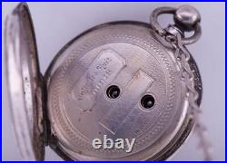 Antique Pocket Watch French Hand Engraved Silver Fancy Enamel Dial c1870's RARE