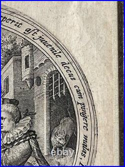 Antique Rare Art Engraving Vintage 1600s Original Print Dutch Golden Age