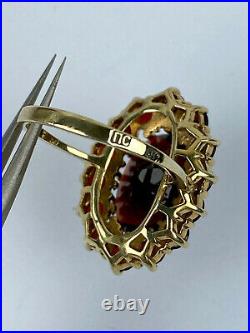 Antique Rare Imperial Russian Faberge? 56 14k Gold Garnet Ladies Ring with Box