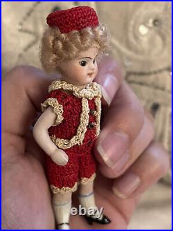 Antique Rare So-called French Mignonette 3.5All Original All Bisque Doll