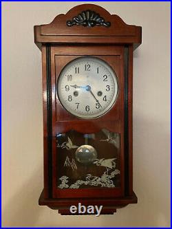 Antique Rare Vintage Polaris 15-Day Wooden Chime Keywound Wall Clock