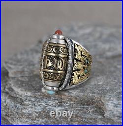 Antique Silver Ring Vintage Rare Rings Handmade Ancient Gold Color Cool Craft