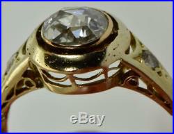 Antique Victorian 14k Gold&1ct old Rose cut Diamonds ladies ring c1880's. Rare